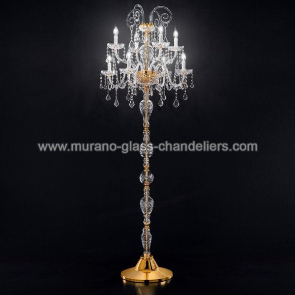 【MURANO GLASS CHANDELIERS】イタリア・ヴェネチアンガラスフロアライト8灯「VERONESE」（W690×H1900mm）