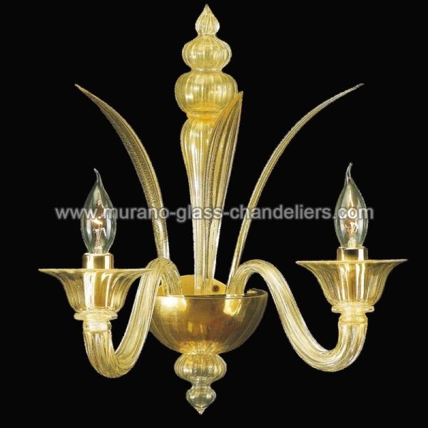 【MURANO GLASS CHANDELIERS】イタリア・ヴェネチアンガラスウォールライト2灯「ALADINO」（W370×H430mm）