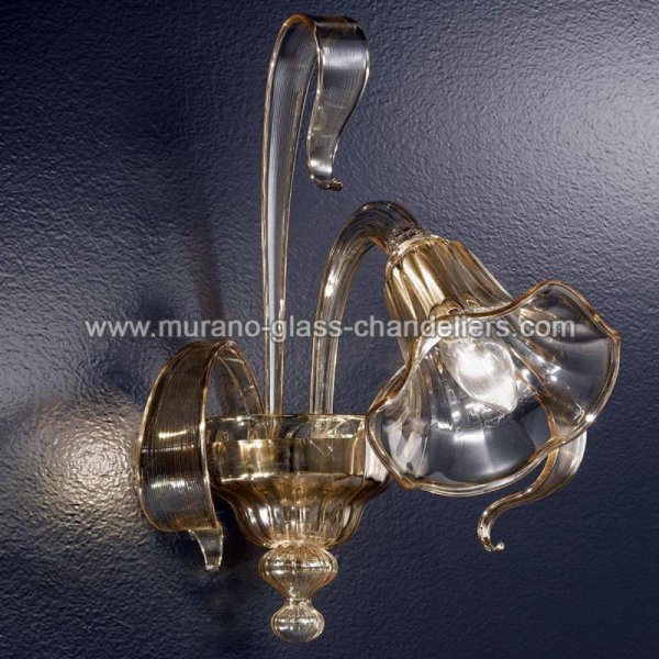 【MURANO GLASS CHANDELIERS】イタリア・ヴェネチアンガラスウォールライト1灯「CRISTOFORO」（W300×D350×H390mm）