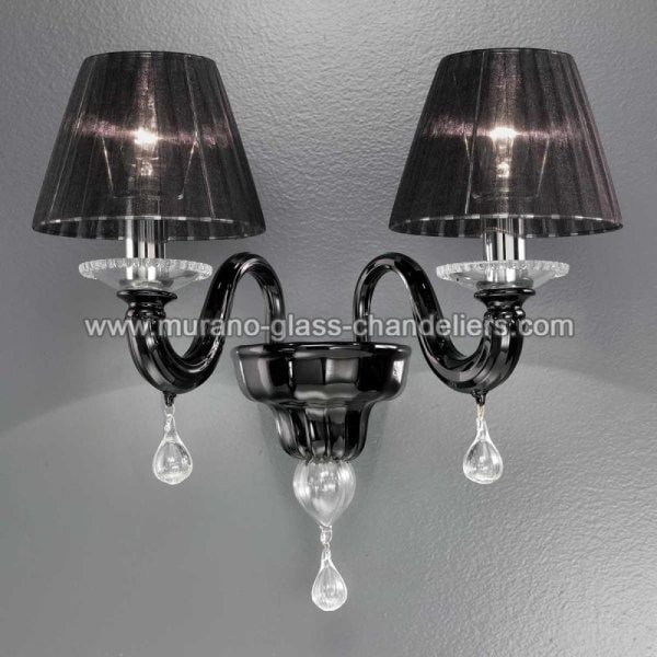 【MURANO GLASS CHANDELIERS】イタリア・ヴェネチアンガラスウォールライト2灯「DESPOTA」（W400×D290×H400mm）