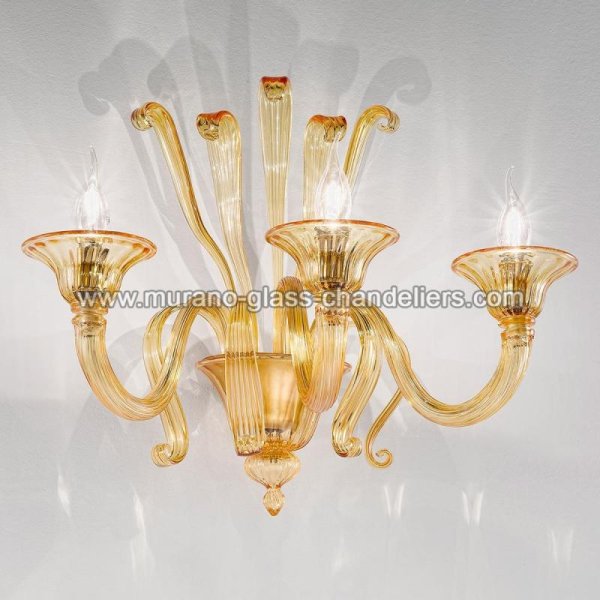【MURANO GLASS CHANDELIERS】イタリア・ヴェネチアンガラスウォールライト3灯「MARINELLA」（W500×D390×H450mm）