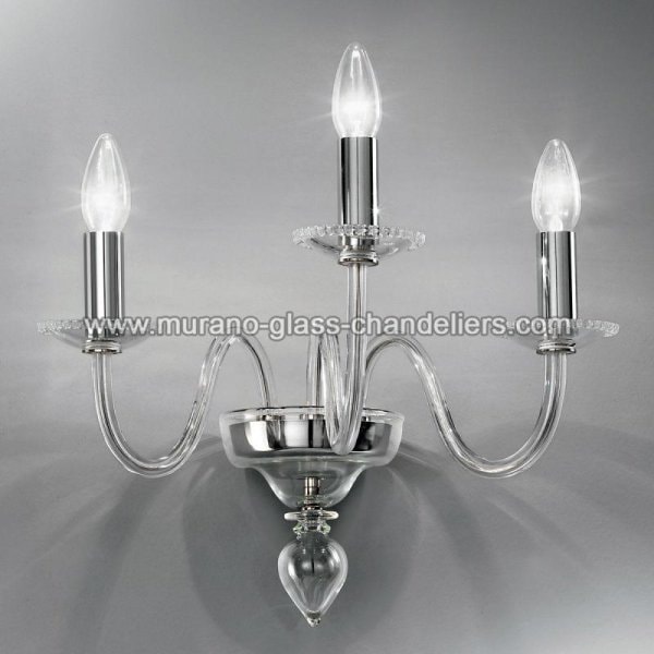 【MURANO GLASS CHANDELIERS】イタリア・ヴェネチアンガラスウォールライト3灯「MELANIA」（W350×D350×H300mm）