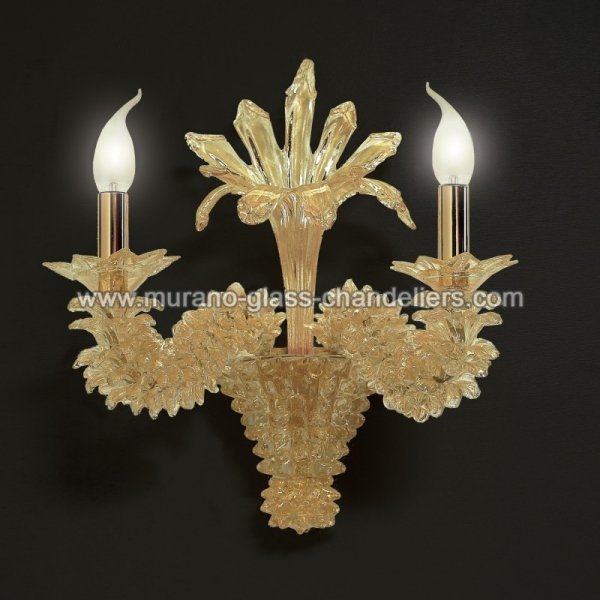 【MURANO GLASS CHANDELIERS】イタリア・ヴェネチアンガラスウォールライト2灯「NARCISO」(W400×H450mm)