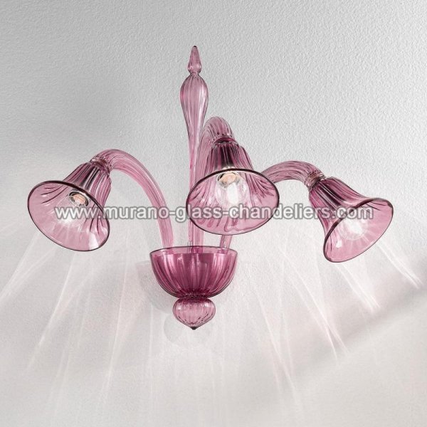【MURANO GLASS CHANDELIERS】イタリア・ヴェネチアンガラスウォールライト3灯「NATALIA」（W600×D440×H450mm）