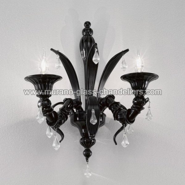 【MURANO GLASS CHANDELIERS】イタリア・ヴェネチアンガラスウォールライト2灯「PARADISO」（W450×D300×H450mm）