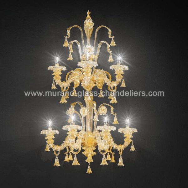 【MURANO GLASS CHANDELIERS】イタリア・ヴェネチアンガラスウォールライト11灯「PATRIZIA」（W550×D360×H1200mm）