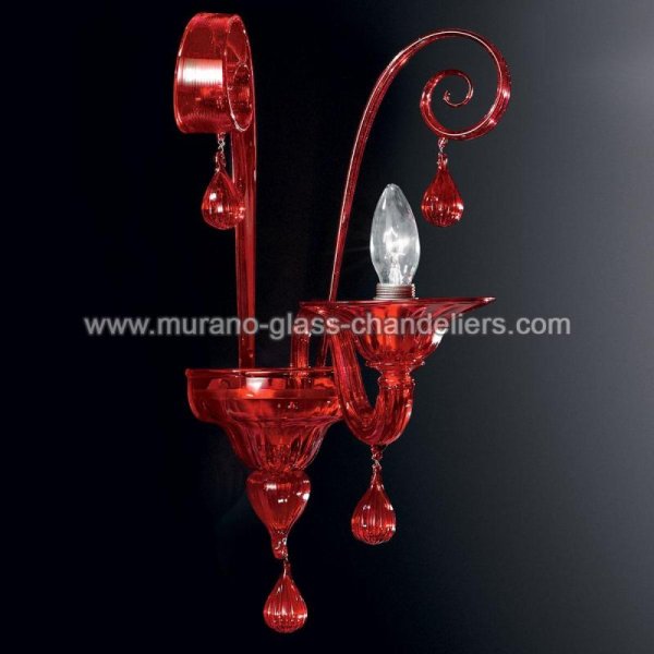 【MURANO GLASS CHANDELIERS】イタリア・ヴェネチアンガラスウォールライト1灯「STIGE」（W280×D280×H480mm）