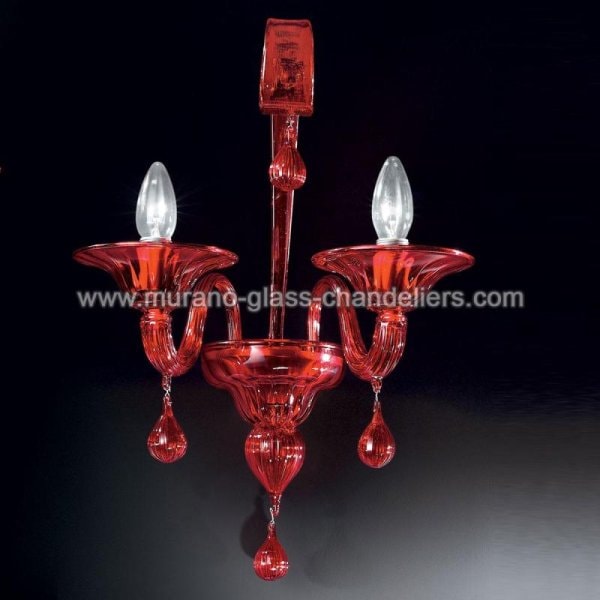 【MURANO GLASS CHANDELIERS】イタリア・ヴェネチアンガラスウォールライト2灯「STIGE」（W300×D250×H480mm）