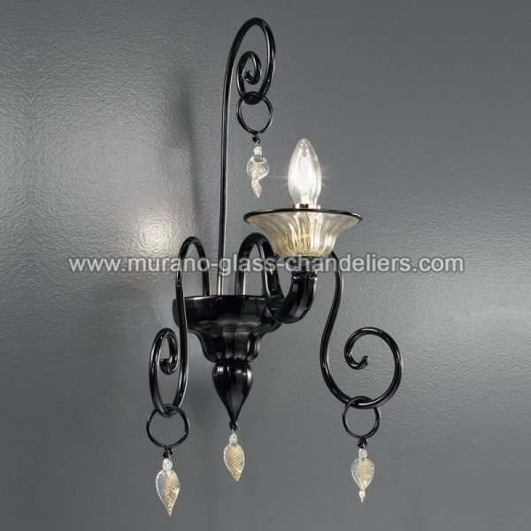 【MURANO GLASS CHANDELIERS】イタリア・ヴェネチアンガラスウォールライト1灯「TARIC」（W350×D270×H500mm）