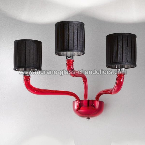 【MURANO GLASS CHANDELIERS】イタリア・ヴェネチアンガラスウォールライト3灯「ZENOBIA」（W540×D350×H370mm）