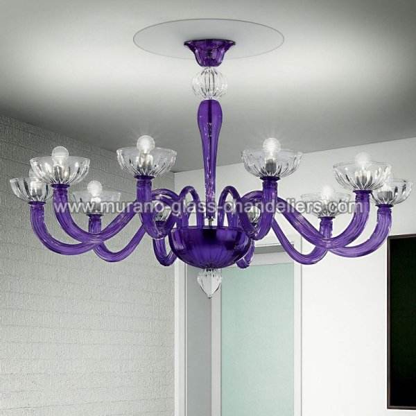 【MURANO GLASS CHANDELIERS】イタリア・ヴェネチアンガラスシーリングライト10灯「ANDRONICO」（W1060×H700mm）
