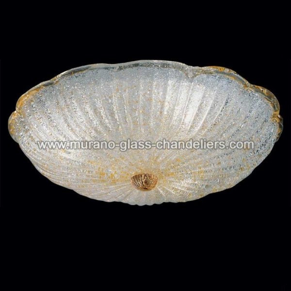 【MURANO GLASS CHANDELIERS】イタリア・ヴェネチアンガラスシーリングライト3灯「EVELYNE」（W500×H130mm）
