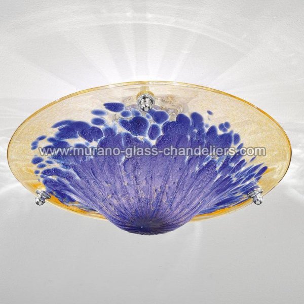 【MURANO GLASS CHANDELIERS】イタリア・ヴェネチアンガラスシーリングライト3灯「FRIDA」（W450×H260mm）