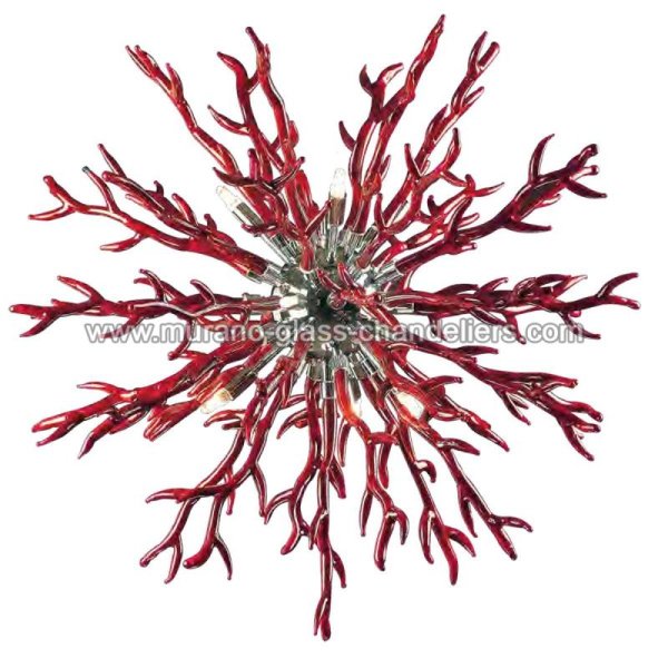 【MURANO GLASS CHANDELIERS】イタリア・ヴェネチアンガラスシャンデリア9灯「BARRIERA CORALLINA」（W850×H850mm）