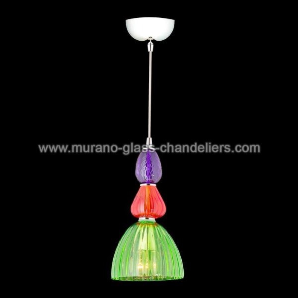 【MURANO GLASS CHANDELIERS】イタリア・ヴェネチアンガラスペンダントライト1灯「HARVEY」（W160×H330mm）