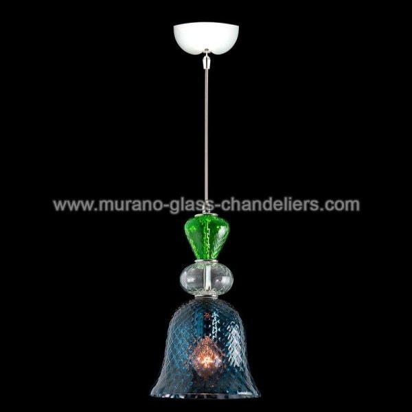 【MURANO GLASS CHANDELIERS】イタリア・ヴェネチアンガラスペンダントライト1灯「HERBIE」（W200×H330mm）