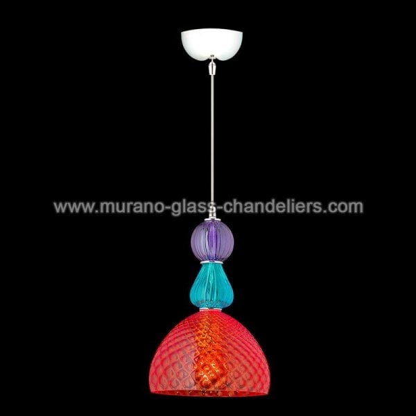 【MURANO GLASS CHANDELIERS】イタリア・ヴェネチアンガラスペンダントライト1灯「JEANNE」（W220×H320mm）