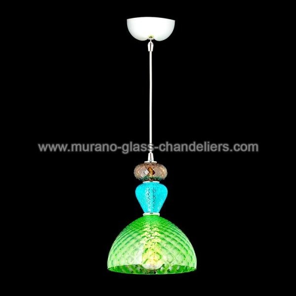 【MURANO GLASS CHANDELIERS】イタリア・ヴェネチアンガラスペンダントライト1灯「LEROY」（W220×H300mm）