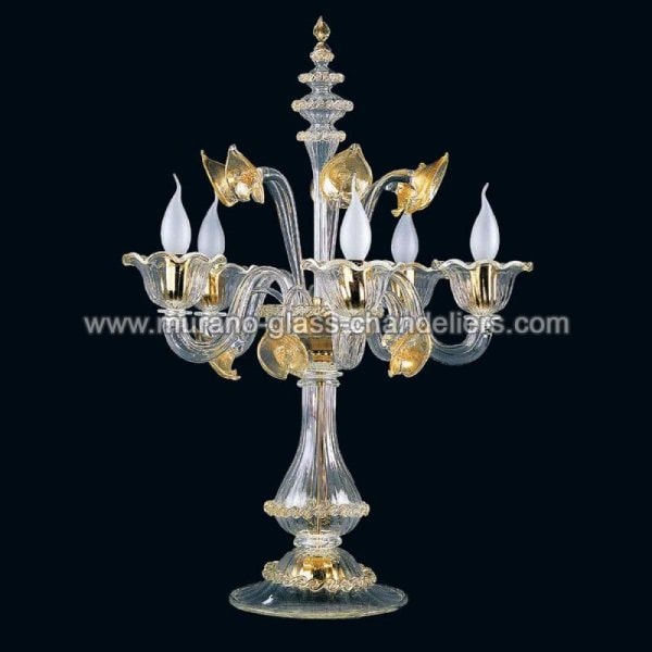 【MURANO GLASS CHANDELIERS】イタリア・ヴェネチアンガラステーブルライト5灯「ANJA」（W500×H680mm）