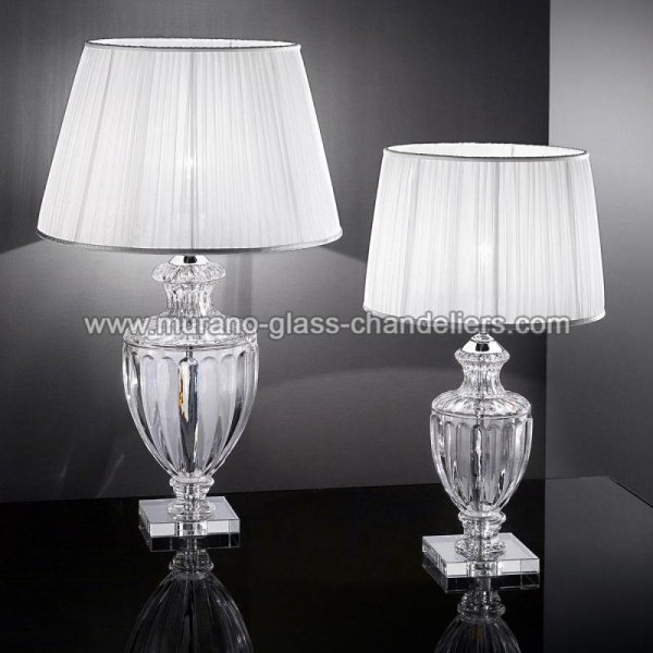 【MURANO GLASS CHANDELIERS】イタリア・ヴェネチアンガラステーブルライト1灯（クロームSサイズ）「BELLOTTI」（W300×H520mm）