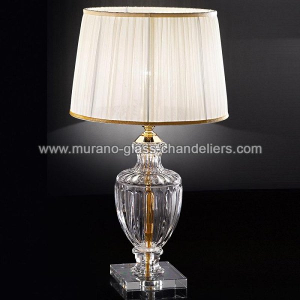 【MURANO GLASS CHANDELIERS】イタリア・ヴェネチアンガラステーブルライト1灯（ゴールドSサイズ）「BELLOTTI」（W300×H520mm）