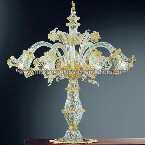 【MURANO GLASS CHANDELIERS】イタリア・ヴェネチアンガラステーブルライト5灯「CANAL GRANDE」（W600×H650mm）