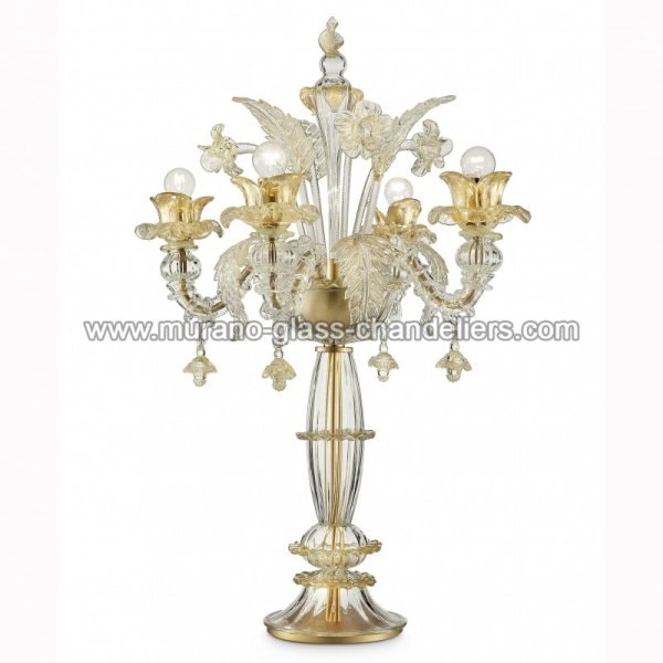 【MURANO GLASS CHANDELIERS】イタリア・ヴェネチアンガラステーブルライト4灯「DOVIZIA」（W550×H650mm）