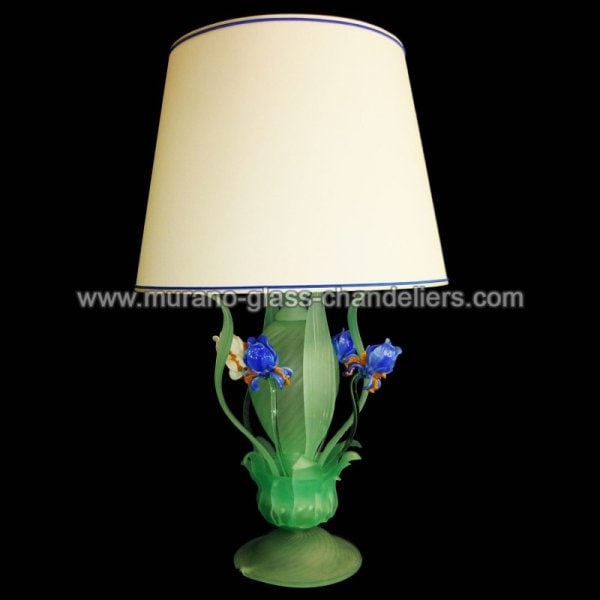 【MURANO GLASS CHANDELIERS】イタリア・ヴェネチアンガラステーブルライト1灯「IRIS BLU」（W400×H750mm）