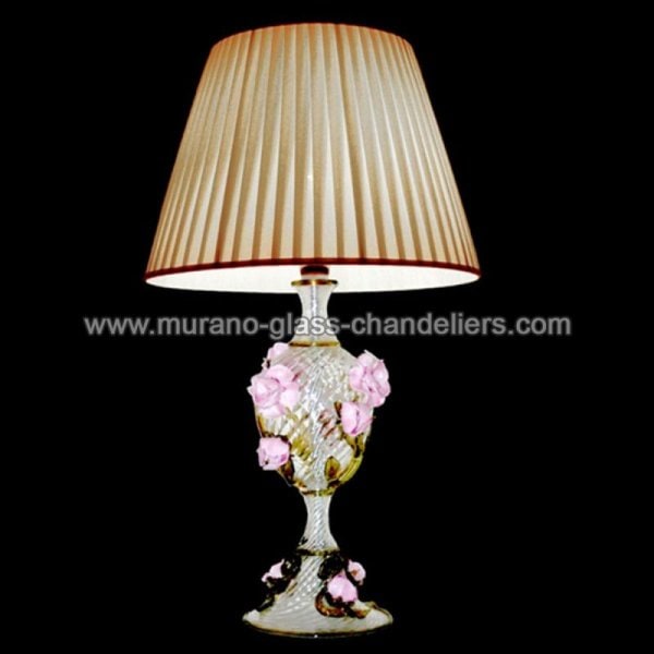 【MURANO GLASS CHANDELIERS】イタリア・ヴェネチアンガラステーブルライト1灯「ROSE」（W400×H650mm）