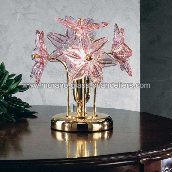 【MURANO GLASS CHANDELIERS】イタリア・ヴェネチアンガラステーブルライト1灯「FIORDALISO」（W190×H210mm）