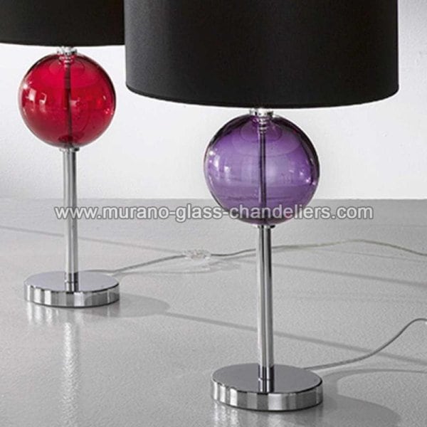 【MURANO GLASS CHANDELIERS】イタリア・ヴェネチアンガラステーブルライト1灯「SANTINA」（パープル）（W350×H680mm）