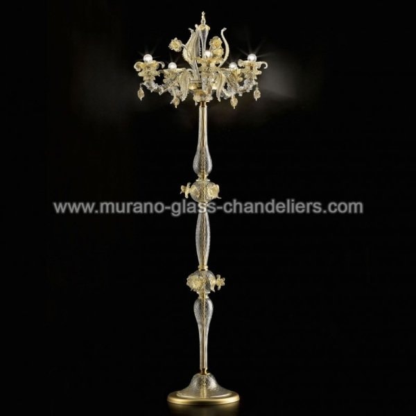 【MURANO GLASS CHANDELIERS】イタリア・ヴェネチアンガラスフロアライト6灯「PREZIOSO」（W600×H1800mm）