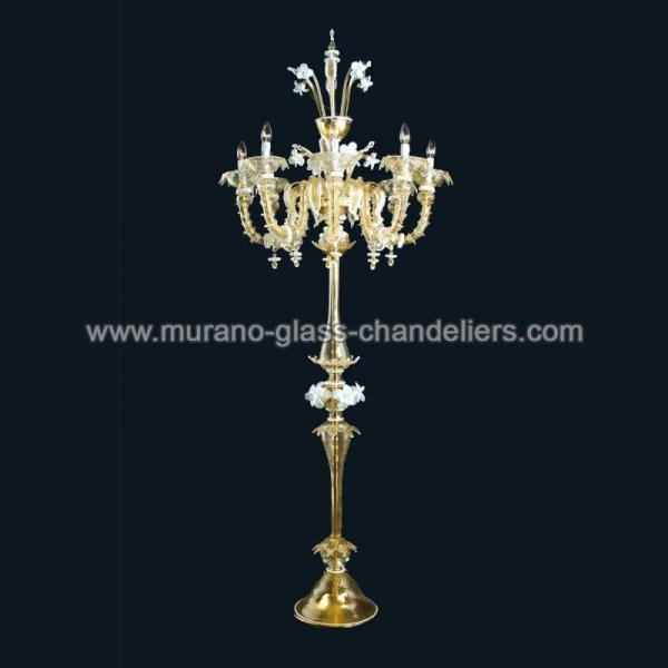 【MURANO GLASS CHANDELIERS】イタリア・ヴェネチアンガラスフロアライト6灯「SIERRA」（W800×H1950mm）