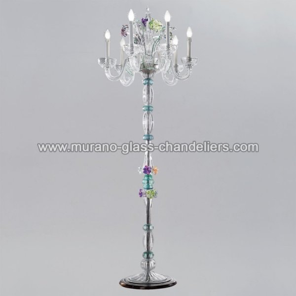 【MURANO GLASS CHANDELIERS】イタリア・ヴェネチアンガラスフロアライト6灯「TEODORA」（W700×H1900mm）