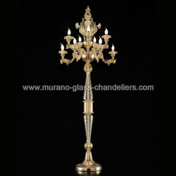 【MURANO GLASS CHANDELIERS】イタリア・ヴェネチアンガラスフロアライト10灯「ZOE」（W750×H2050mm）