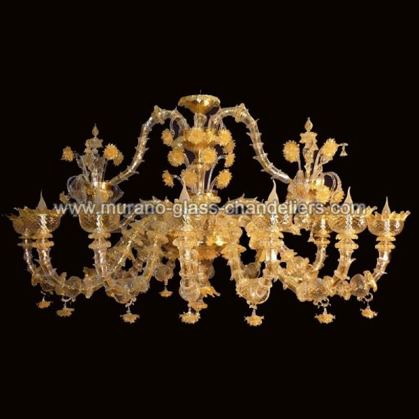 【MURANO GLASS CHANDELIERS】イタリア・ヴェネチアンガラスシャンデリア12灯「ADRIANA」（W1600×H750mm）
