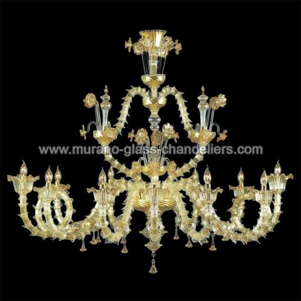 【MURANO GLASS CHANDELIERS】イタリア・ヴェネチアンガラスシャンデリア12灯「ARABESQUE」（W1200×H1200mm）