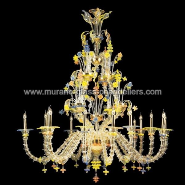 【MURANO GLASS CHANDELIERS】イタリア・ヴェネチアンガラスシャンデリア16灯「CARLOTTA」（W1800×H1600mm）