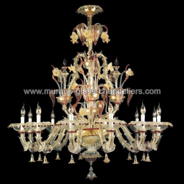 【MURANO GLASS CHANDELIERS】イタリア・ヴェネチアンガラスシャンデリア12灯「CINZIA」（W1300×H1300mm）