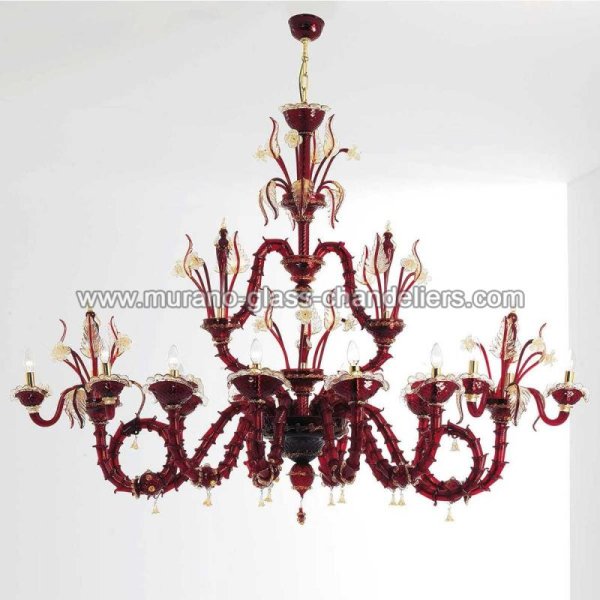 【MURANO GLASS CHANDELIERS】イタリア・ヴェネチアンガラスシャンデリア14灯「CLEOFE」（W1200×H1150mm）