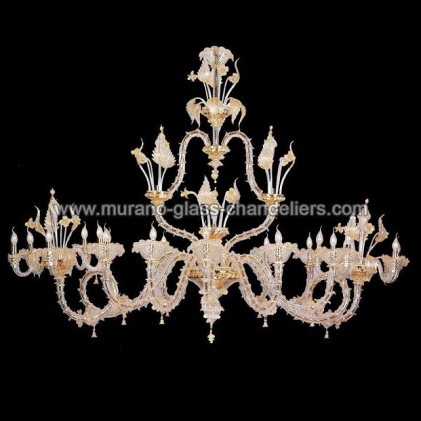 【MURANO GLASS CHANDELIERS】イタリア・ヴェネチアンガラスシャンデリア20灯「CLEOFE」（W1200×H1450mm）