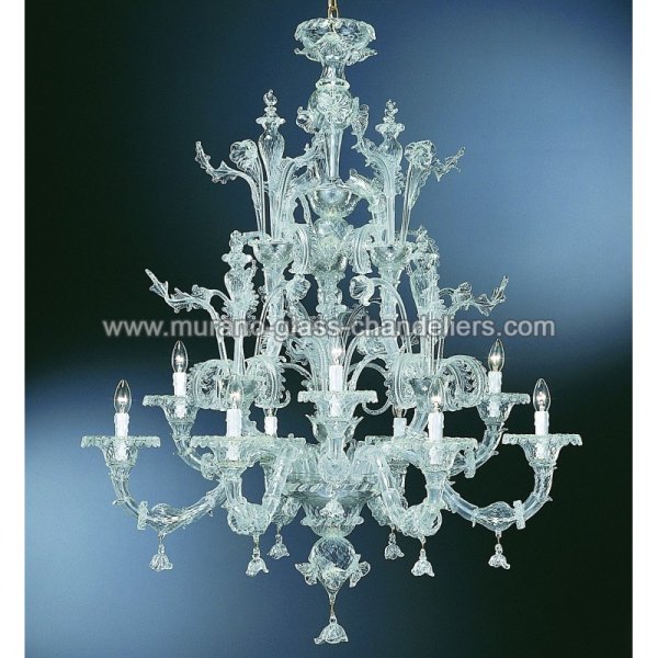 【MURANO GLASS CHANDELIERS】イタリア・ヴェネチアンガラスシャンデリア9灯「MADDALENA」（W1200×H1400mm）