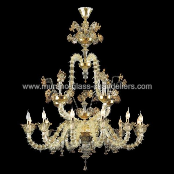 【MURANO GLASS CHANDELIERS】イタリア・ヴェネチアンガラスシャンデリア12灯「MEROVINGIO」（W1300×H1350mm）