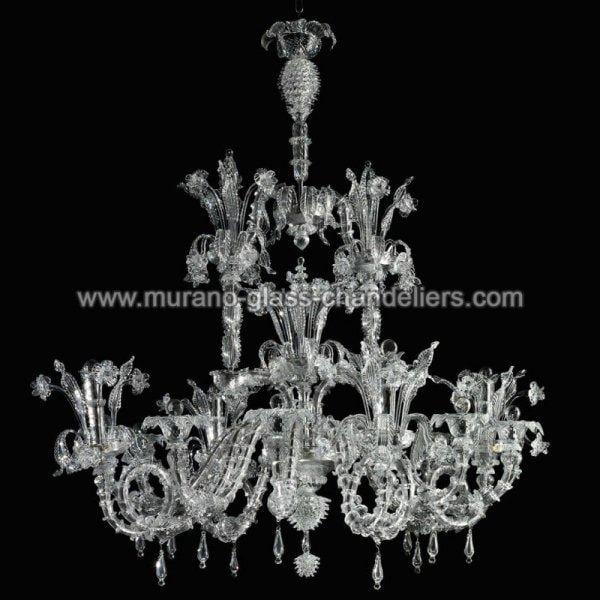 【MURANO GLASS CHANDELIERS】イタリア・ヴェネチアンガラスシャンデリア12灯「OASI」（W1600×H1400mm）