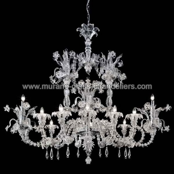 【MURANO GLASS CHANDELIERS】イタリア・ヴェネチアンガラスシャンデリア12灯「OASI」(OVAL)（W1600×D1100×H1400mm）