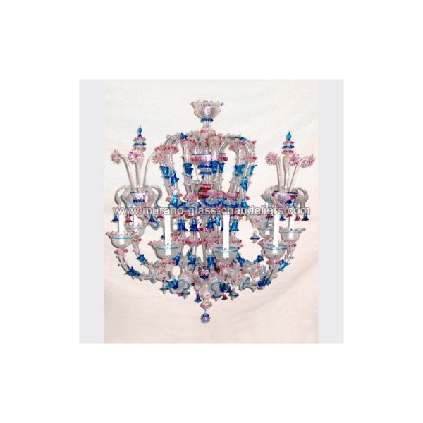【MURANO GLASS CHANDELIERS】イタリア・ヴェネチアンガラスシャンデリア9灯「PIOVRA」（W850×H1000mm）