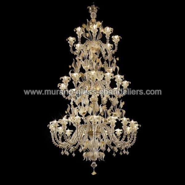 【MURANO GLASS CHANDELIERS】イタリア・ヴェネチアンガラスシャンデリア36灯「PREZIOSO」(TREE TIER)（W1800×H3300mm）