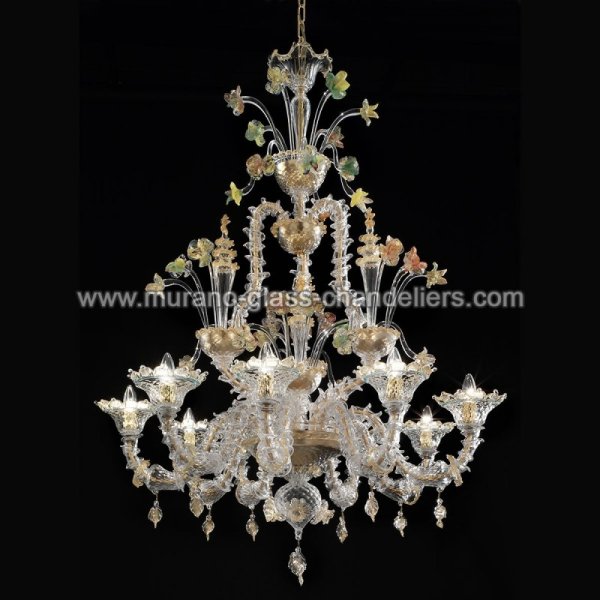 【MURANO GLASS CHANDELIERS】イタリア・ヴェネチアンガラスシャンデリア9灯「SANTA CATERINA」（W1000×H1200mm）