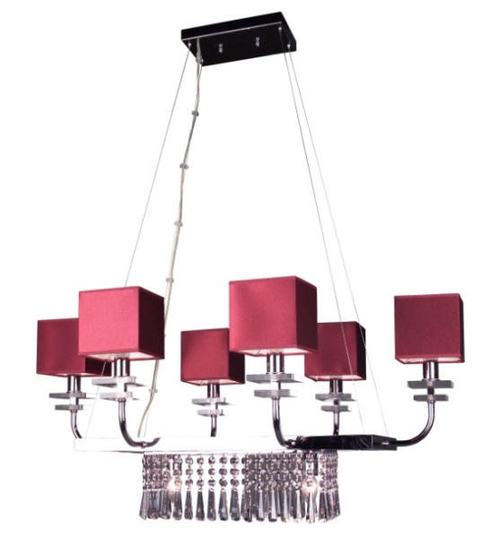 【CLT】アメリカ・クリスタルシャンデリア 8灯 バーガンディ(W609×D914×H508mm)*