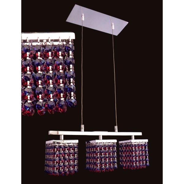 【CLT】アメリカ・クリスタルデザインシャンデリア『Bedazzle』3灯ミディアムサファイア＆ボルドー(W450×H130mm)*